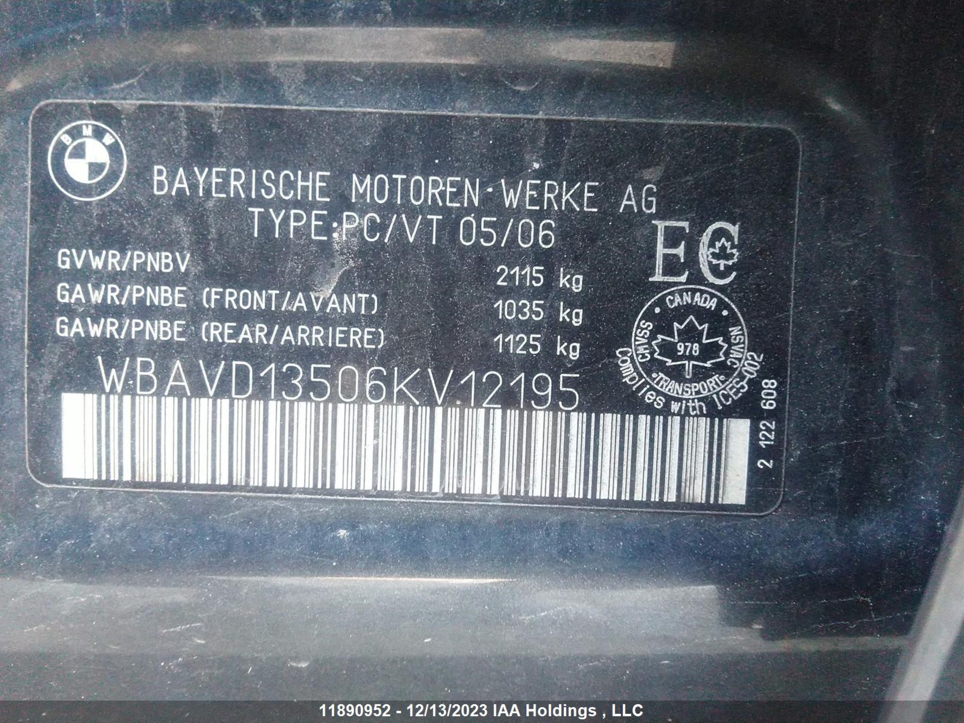 Photo 8 VIN: WBAVD13506KV12195 - BMW 3ER 