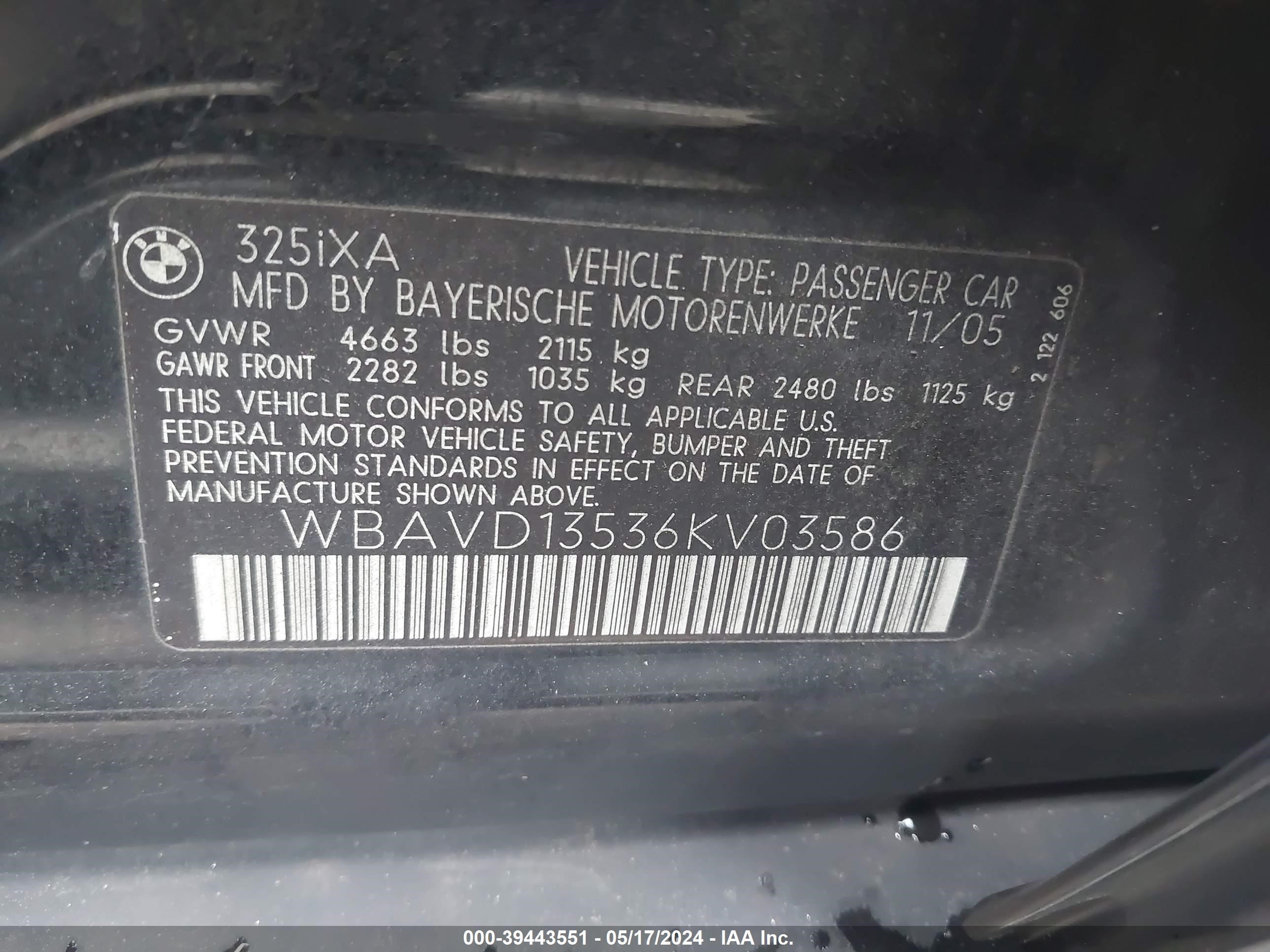 Photo 8 VIN: WBAVD13536KV03586 - BMW 3ER 