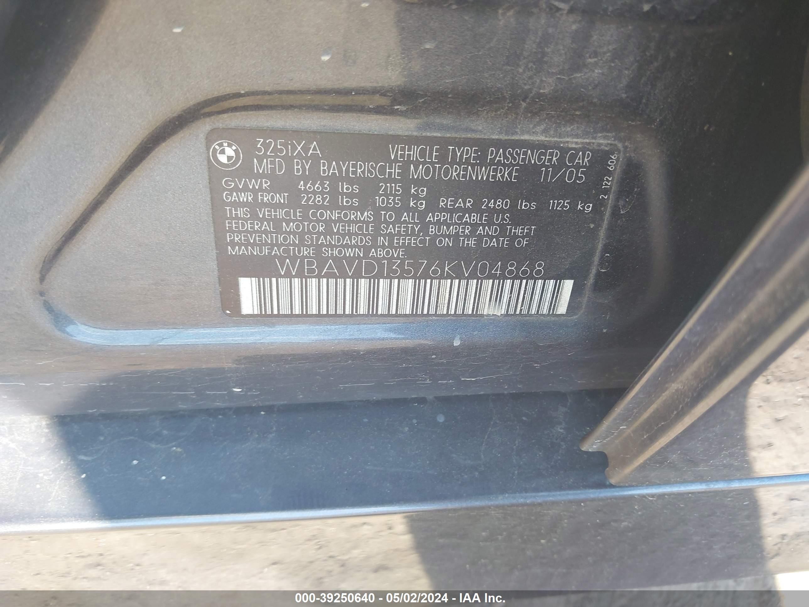 Photo 7 VIN: WBAVD13576KV04868 - BMW 3ER 