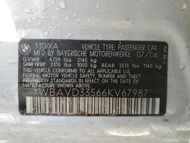 Photo 11 VIN: WBAVD33566KV67987 - BMW 3 SERIES 