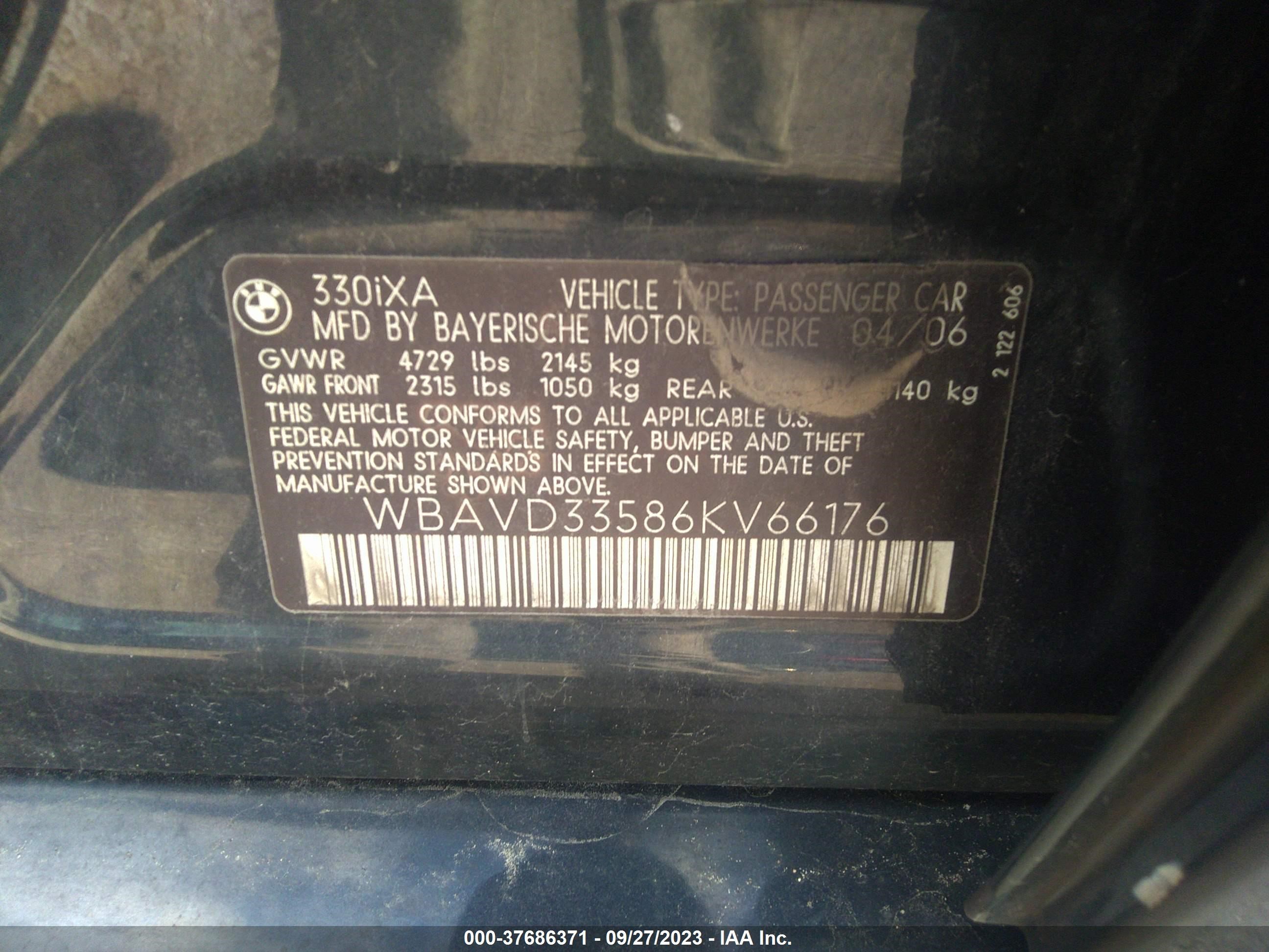 Photo 8 VIN: WBAVD33586KV66176 - BMW 3ER 