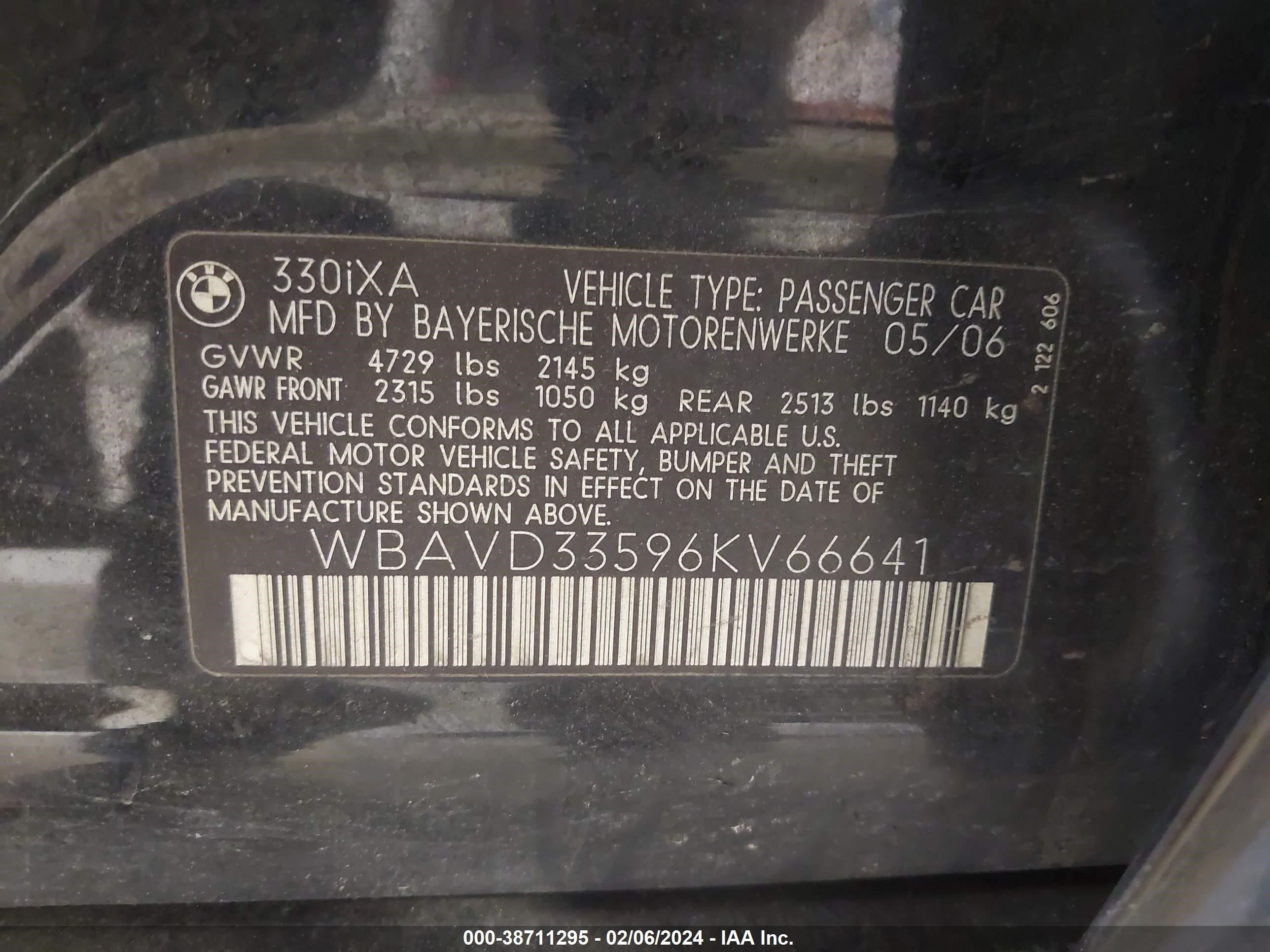 Photo 8 VIN: WBAVD33596KV66641 - BMW 3ER 