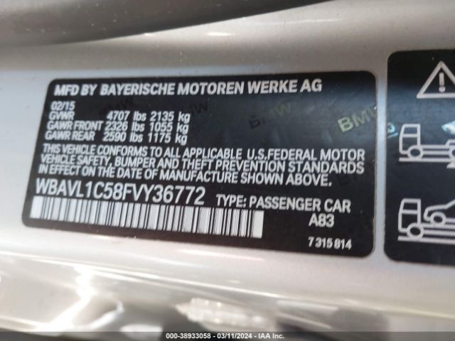 Photo 8 VIN: WBAVL1C58FVY36772 - BMW X1 