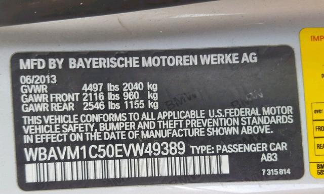 Photo 9 VIN: WBAVM1C50EVW49389 - BMW X1 