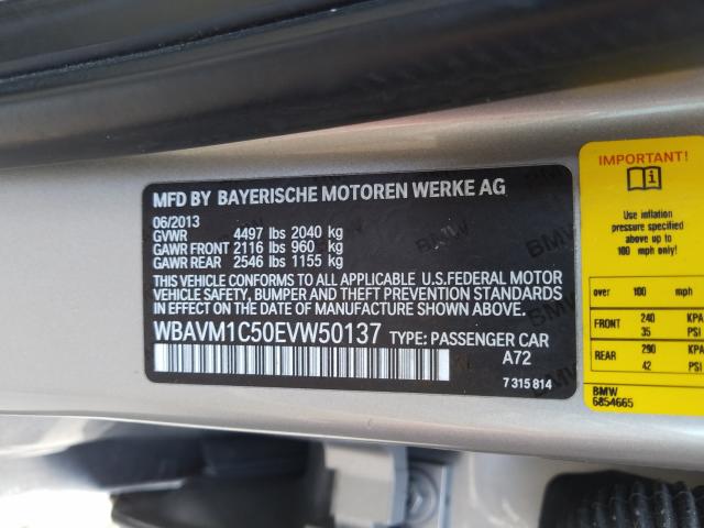 Photo 9 VIN: WBAVM1C50EVW50137 - BMW X1 SDRIVE2 