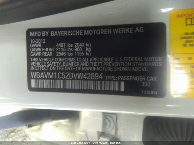 Photo 8 VIN: WBAVM1C52DVW42894 - BMW X1 