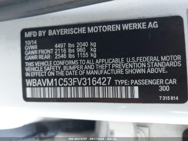 Photo 8 VIN: WBAVM1C53FV316427 - BMW X1 