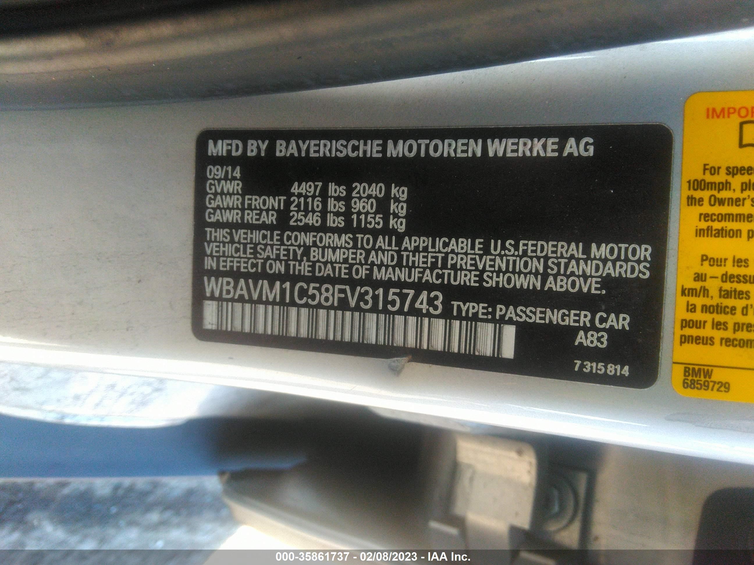 Photo 8 VIN: WBAVM1C58FV315743 - BMW X1 