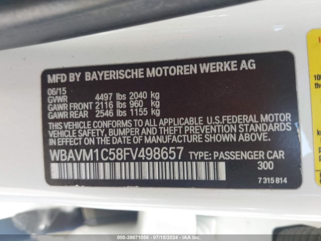 Photo 8 VIN: WBAVM1C58FV498657 - BMW X1 