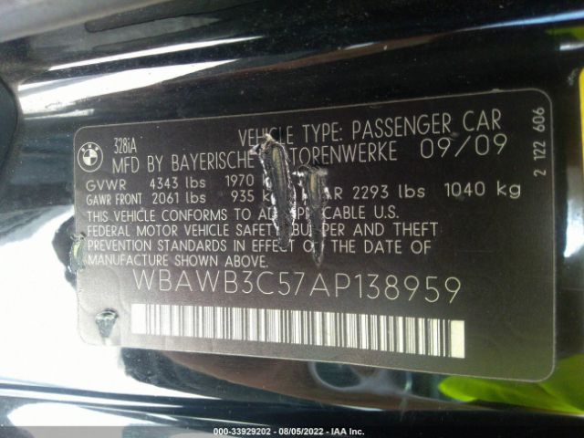 Photo 8 VIN: WBAWB3C57AP138959 - BMW 3 SERIES 