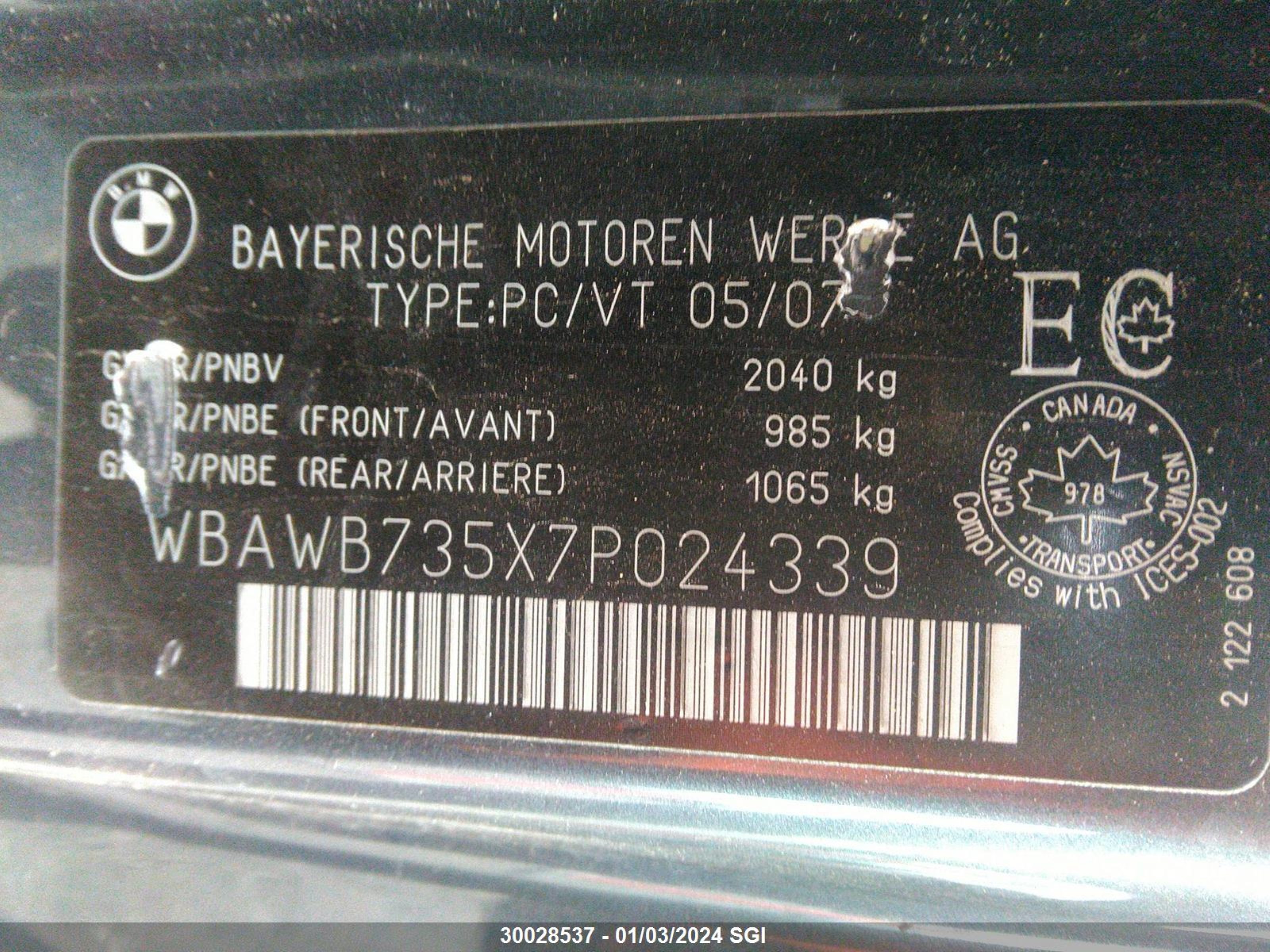 Photo 8 VIN: WBAWB735X7P024339 - BMW 3ER 