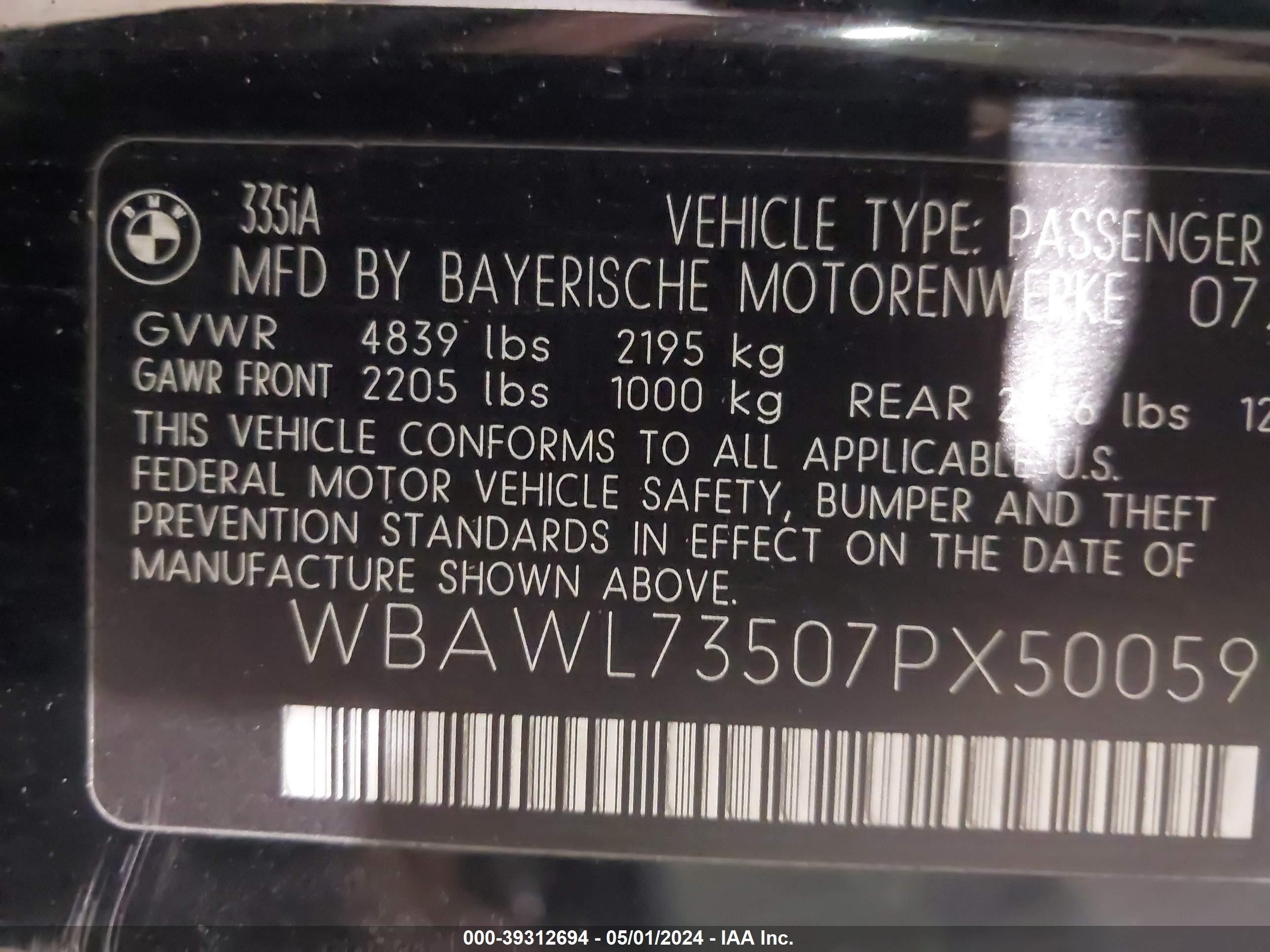 Photo 8 VIN: WBAWL73507PX50059 - BMW 3ER 