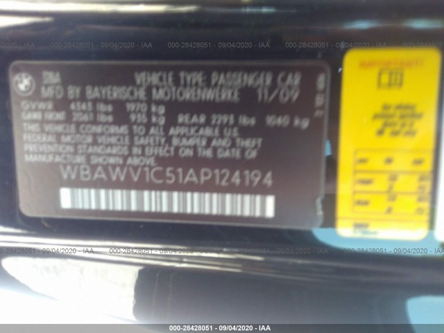 Photo 8 VIN: WBAWV1C51AP124194 - BMW 3 