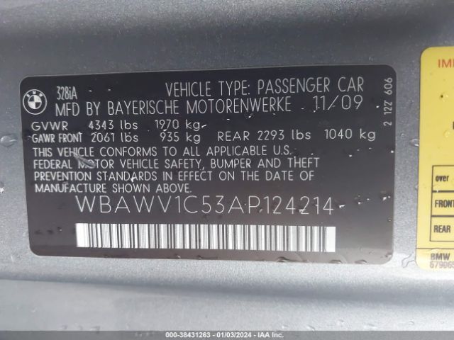 Photo 8 VIN: WBAWV1C53AP124214 - BMW 328I 