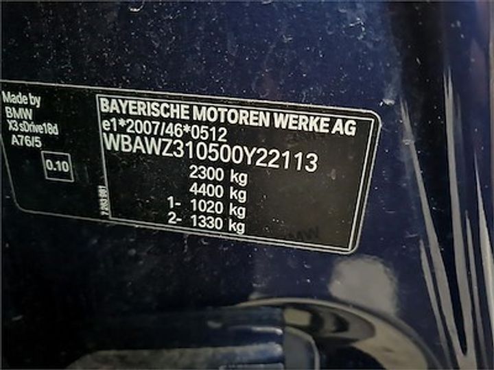 Photo 11 VIN: WBAWZ310500Y22113 - BMW X3 DIESEL - 2014 