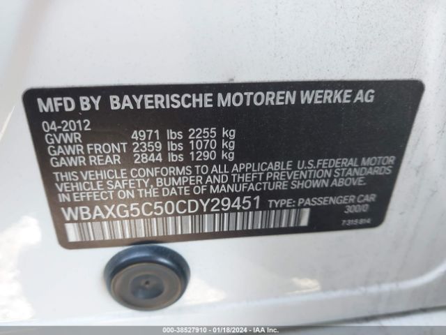 Photo 8 VIN: WBAXG5C50CDY29451 - BMW 528I 