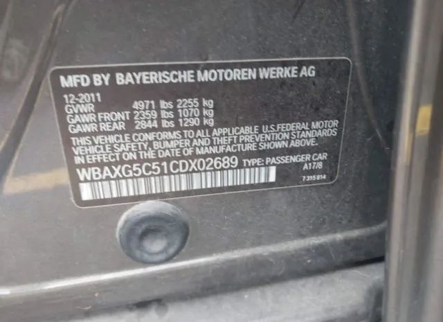 Photo 8 VIN: WBAXG5C51CDX02689 - BMW 5ER 