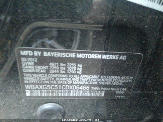 Photo 8 VIN: WBAXG5C51CDX06466 - BMW 5 