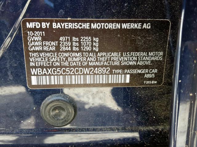 Photo 9 VIN: WBAXG5C52CDW24892 - BMW 528 I 