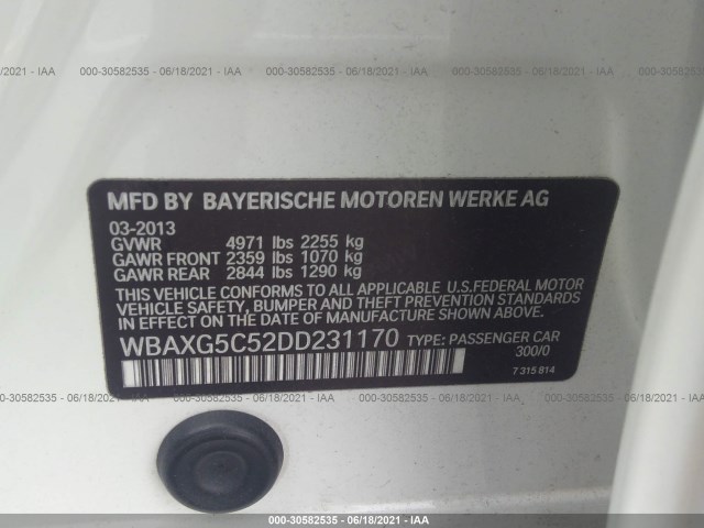 Photo 8 VIN: WBAXG5C52DD231170 - BMW 5 