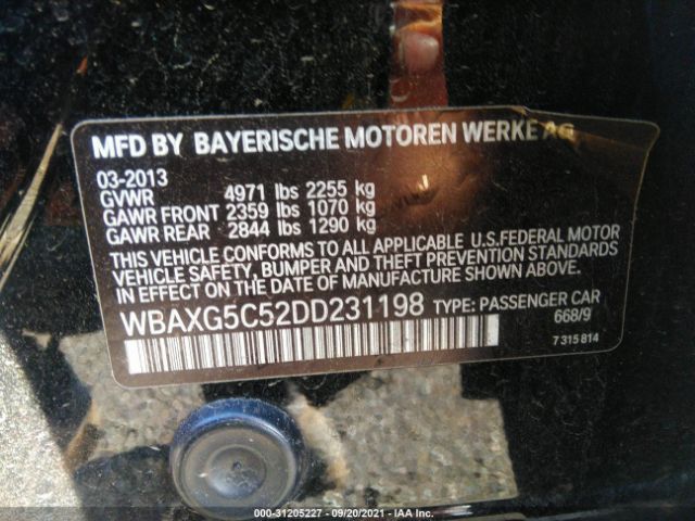 Photo 8 VIN: WBAXG5C52DD231198 - BMW 5 