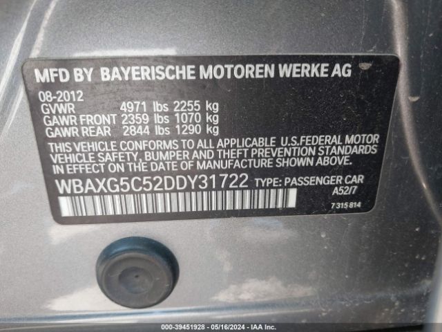 Photo 8 VIN: WBAXG5C52DDY31722 - BMW 528I 