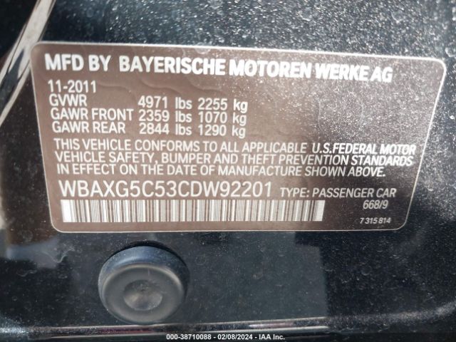 Photo 8 VIN: WBAXG5C53CDW92201 - BMW 528I 