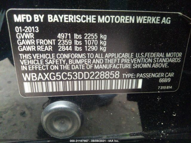 Photo 8 VIN: WBAXG5C53DD228858 - BMW 5 