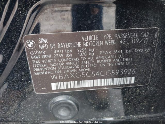 Photo 8 VIN: WBAXG5C54CC593926 - BMW 528I 