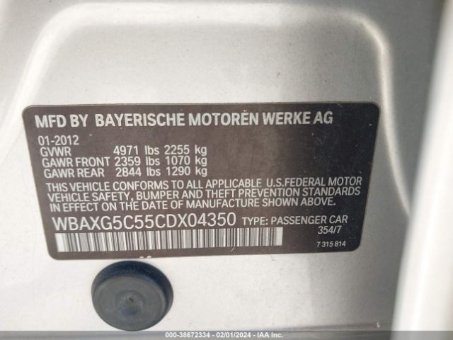 Photo 8 VIN: WBAXG5C55CDX04350 - BMW 528I 