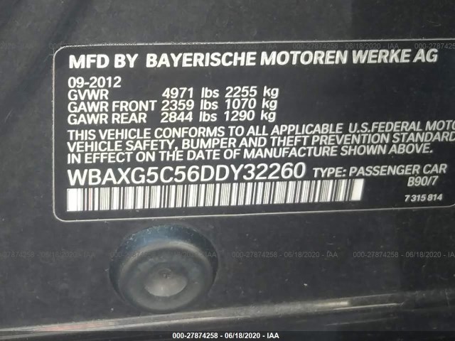 Photo 8 VIN: WBAXG5C56DDY32260 - BMW 5 