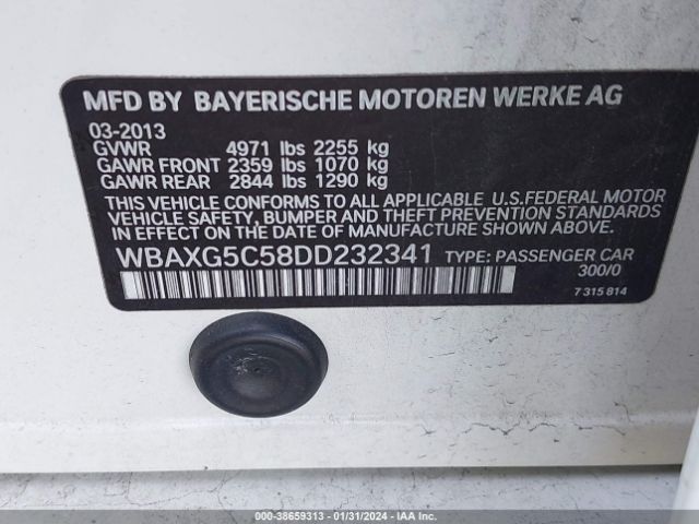 Photo 8 VIN: WBAXG5C58DD232341 - BMW 528I 