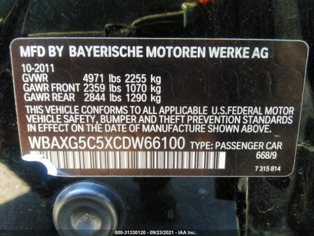 Photo 8 VIN: WBAXG5C5XCDW66100 - BMW 5 