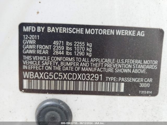 Photo 8 VIN: WBAXG5C5XCDX03291 - BMW 528I 