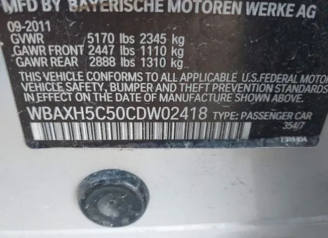 Photo 8 VIN: WBAXH5C50CDW02418 - BMW 528I 