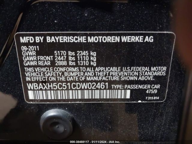 Photo 8 VIN: WBAXH5C51CDW02461 - BMW 528I 