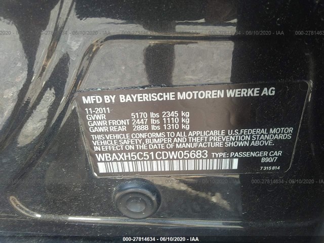 Photo 8 VIN: WBAXH5C51CDW05683 - BMW 5 