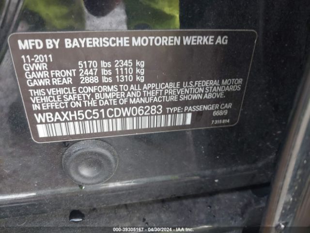 Photo 8 VIN: WBAXH5C51CDW06283 - BMW 528I 