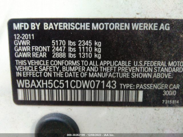 Photo 8 VIN: WBAXH5C51CDW07143 - BMW 528I 