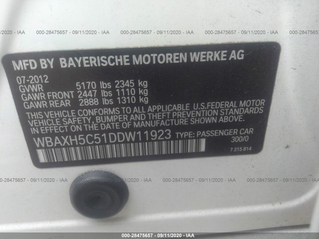 Photo 8 VIN: WBAXH5C51DDW11923 - BMW 528I 