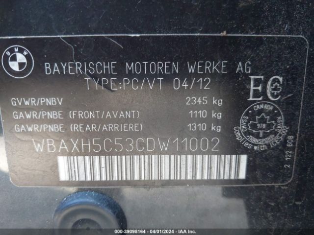 Photo 8 VIN: WBAXH5C53CDW11002 - BMW 528I 