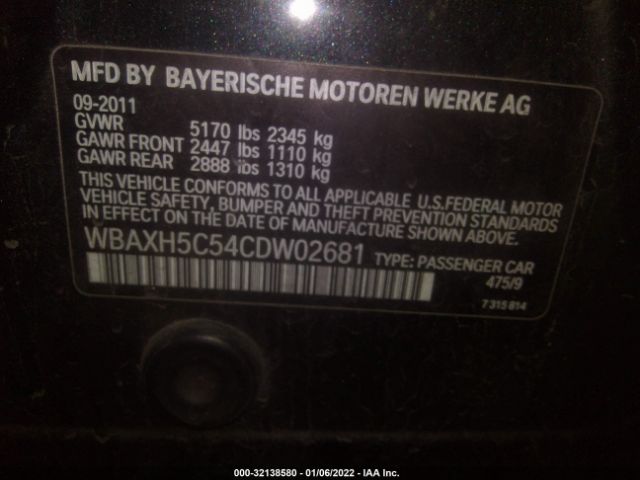 Photo 8 VIN: WBAXH5C54CDW02681 - BMW 5 