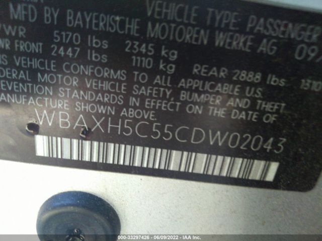 Photo 8 VIN: WBAXH5C55CDW02043 - BMW 5 SERIES 