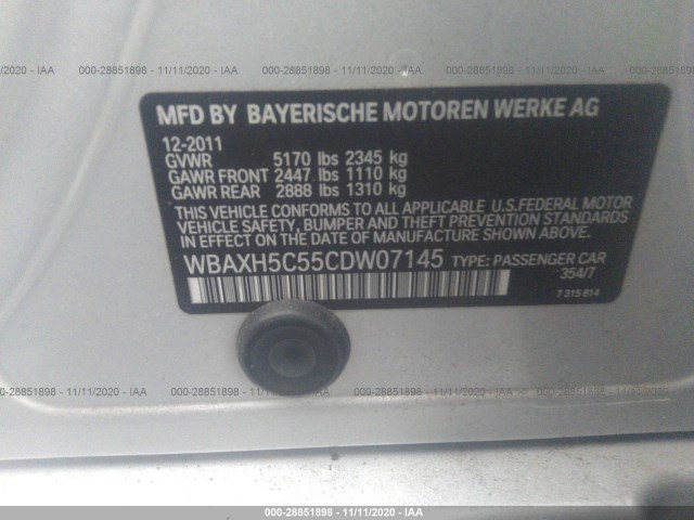 Photo 8 VIN: WBAXH5C55CDW07145 - BMW 5 