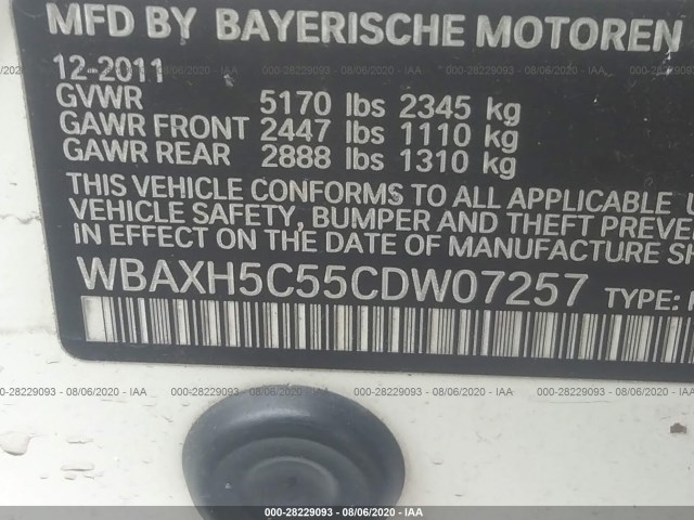 Photo 8 VIN: WBAXH5C55CDW07257 - BMW 528I 