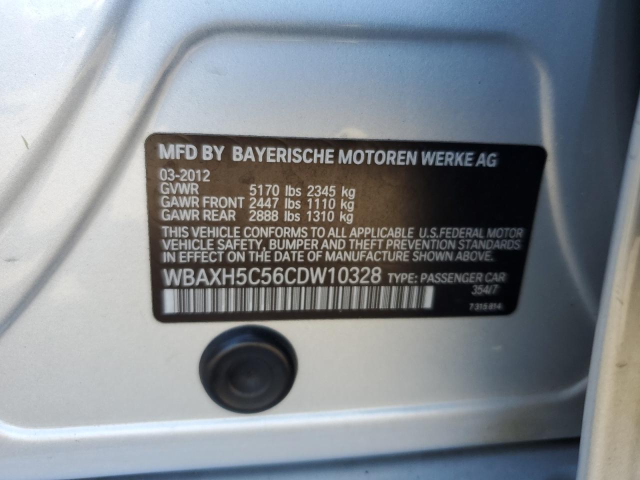 Photo 11 VIN: WBAXH5C56CDW10328 - BMW 5ER 