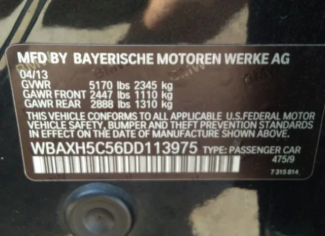 Photo 8 VIN: WBAXH5C56DD113975 - BMW 5 SERIES 