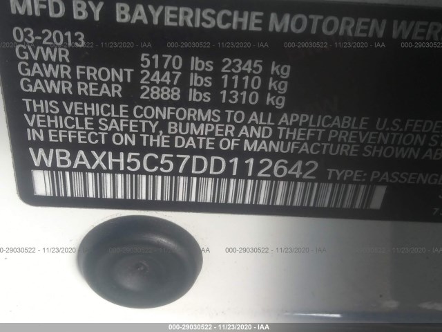 Photo 8 VIN: WBAXH5C57DD112642 - BMW 5 SERIES 