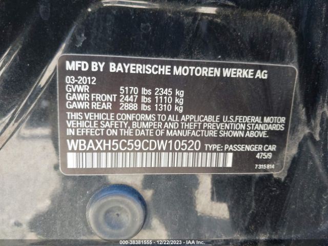 Photo 8 VIN: WBAXH5C59CDW10520 - BMW 528I 