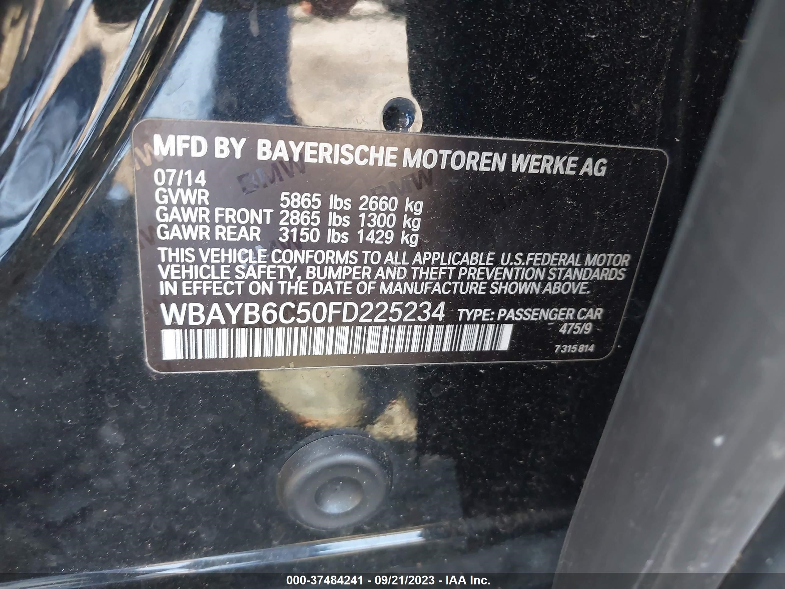 Photo 8 VIN: WBAYB6C50FD225234 - BMW 7ER 